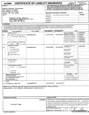 Patrick M. Donaghue General Contractor - Acord Certificate of Insurance